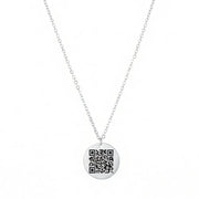 Custom Square Laser Engraved Pendant Necklace 925 Sterling Silver Rhodium Plated